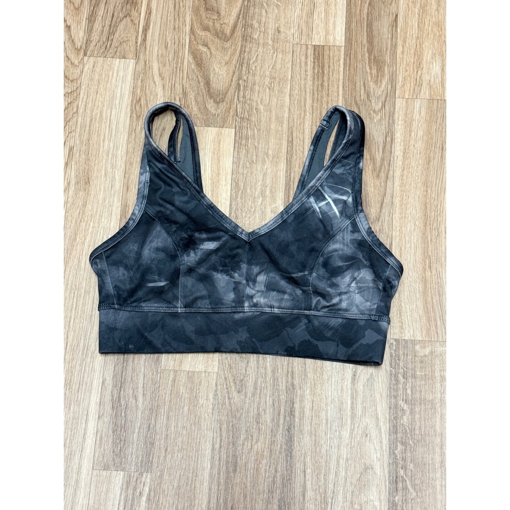 All in Motion Womens Black Gray Tie Dye V-Neck Double Strap Sports Bra Size S